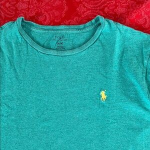Ralph Lauren Long Sleeve T Shirt Men M Teal Green Yellow Pony Logo Cotton
